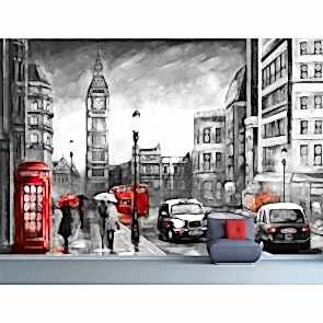 Londra Çizimi - 3D Duvar Kağıdı Uygulama