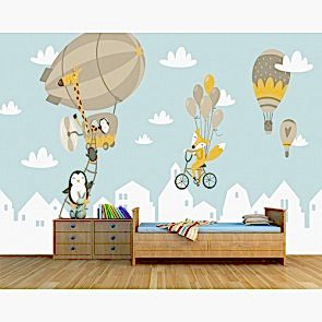 Balon Seyahati - Bebek Odası 3 Boyutlu Duvar Kağıdı Modeli Uygulama