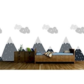 Bulutlu Tepeler - 3D Çocuk ve Bebek Odası Duvar Kağıdı Uygulama