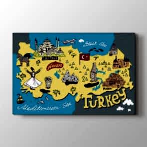 Türkiye Turistik Simgeler Haritası Tablosu | Dünya Haritası Tablosu