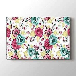 Turkuaz Pembe Çiçek Desenleri Tablosu | Modern Çiçek Tabloları