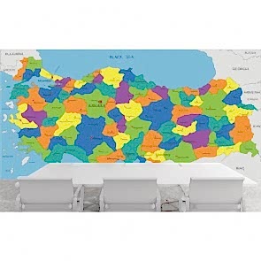 Koyu Tonlarda Türkiye Haritası 3 Boyutlu Duvar Kağıdı