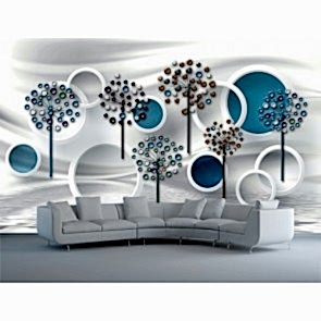 Dairesel Çiçekler - 3D Duvar Kağıdı Uygulama