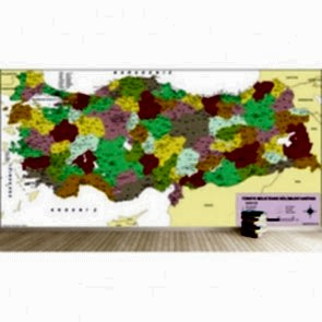 Türkiye İller ve İlçeler 3 Boyutlu Resimli Duvar Kağıdı