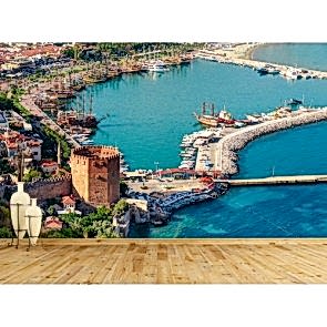 Alanya Marina ve Kızıl Kule Resimli Duvar Kağıdı